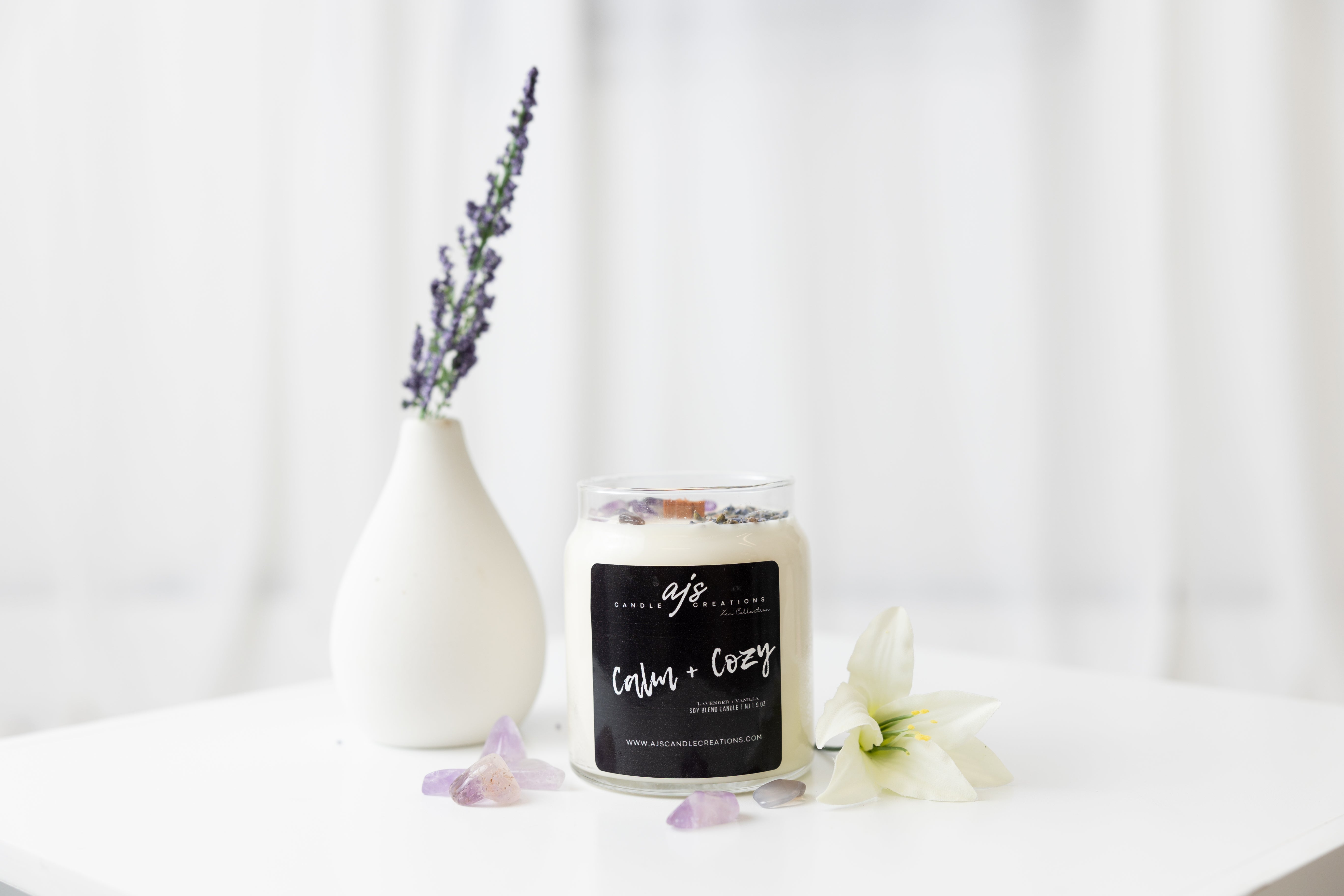 Calm + Cozy - Lavender & Vanilla – AJs Candle Creations LLC